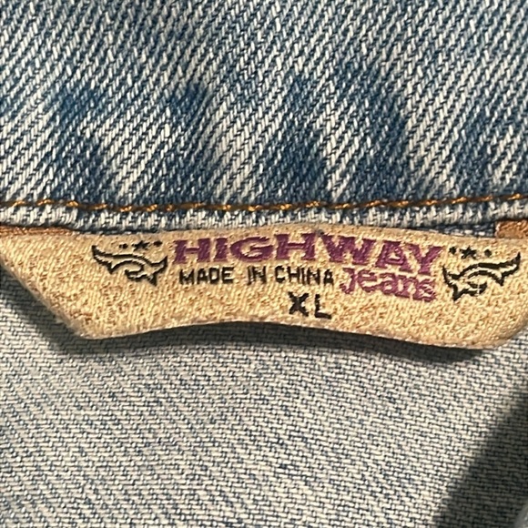 Highway Jeans blue denim Jean long jacket distressed oversized sized XL - Picture 16 of 16